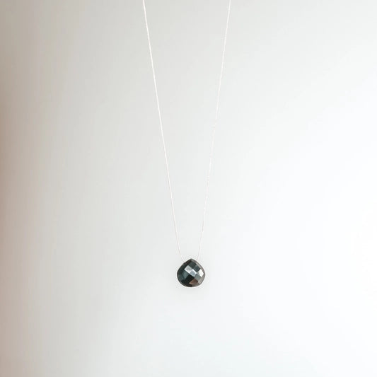 Silk Cord Birthstone Necklace - July Black Onyx