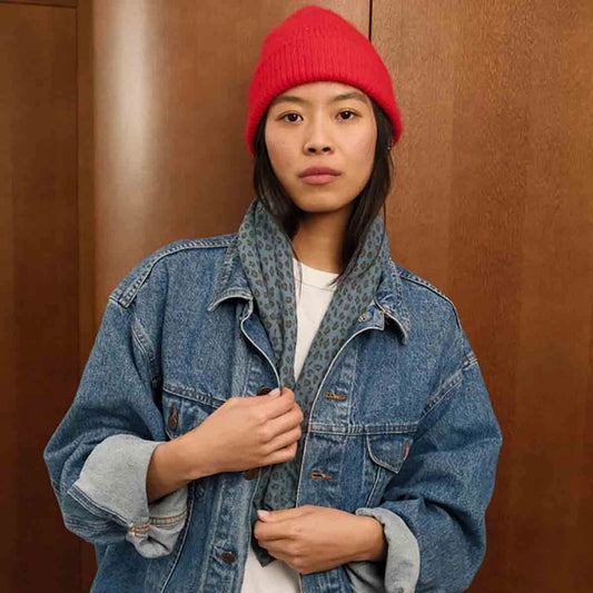 Square Scarf - Denim Blue Mini Leopard