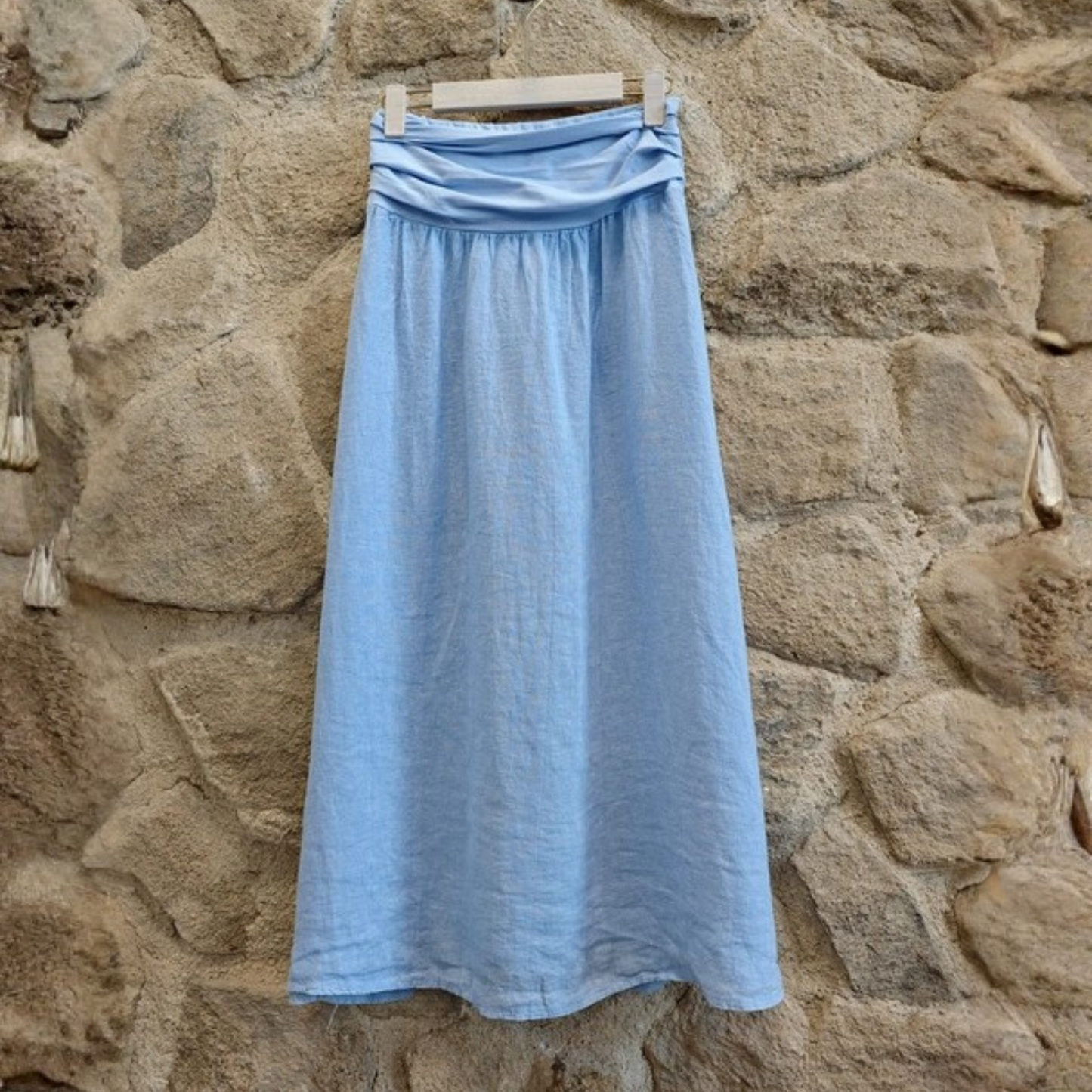Linen Maxi Skirt - Blue