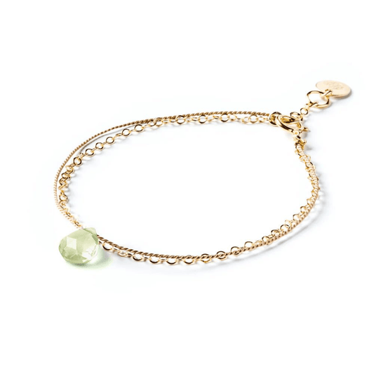 February Birthstone Gold and Silk Bracelet - Mint Amethyst