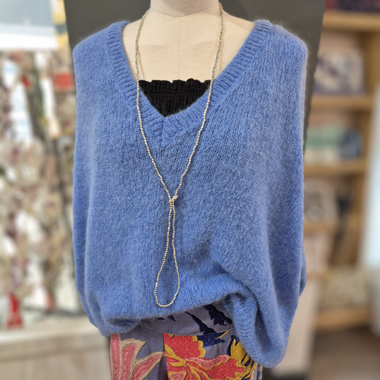 Loose Fit Alpaca Blend Jumper - Cornflower Blue