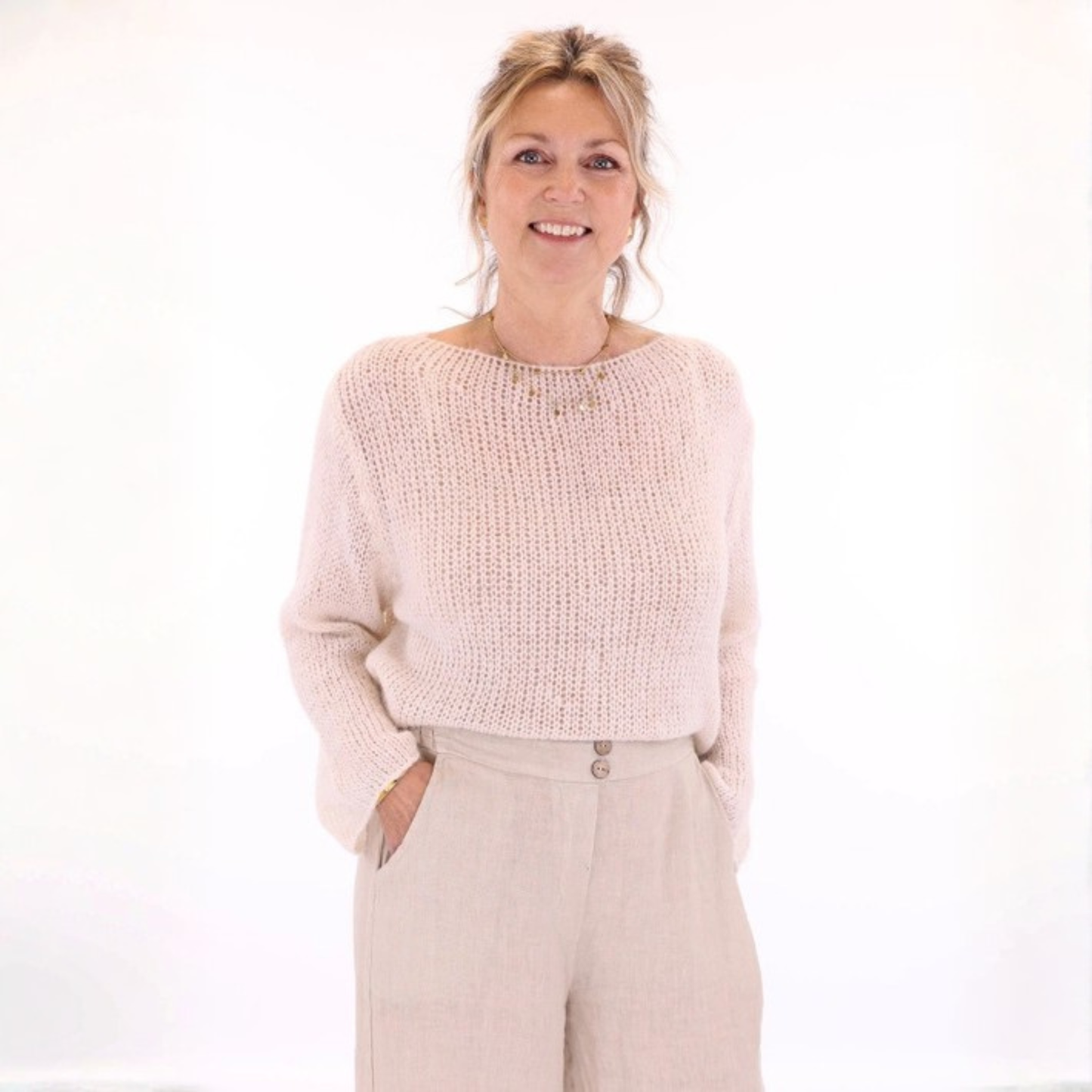 Alpaca Blend Fine Knit Jumper - Cream