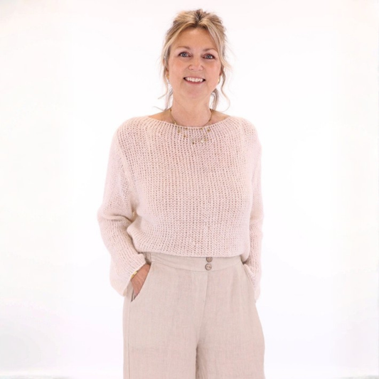 Alpaca Blend Fine Knit Jumper - Cream