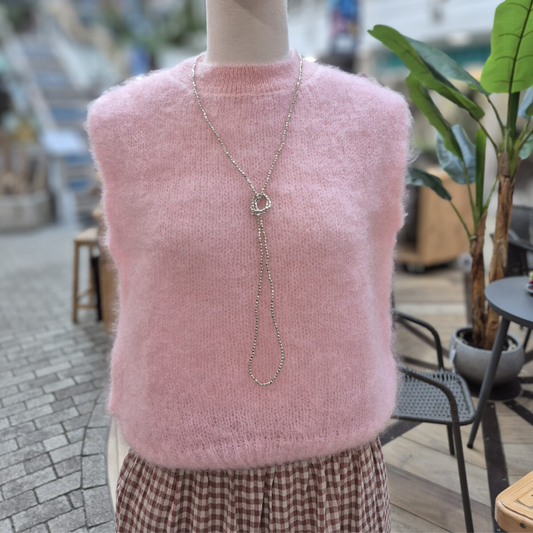 Astrid Mohair Cropped Vest - Pastel Pink
