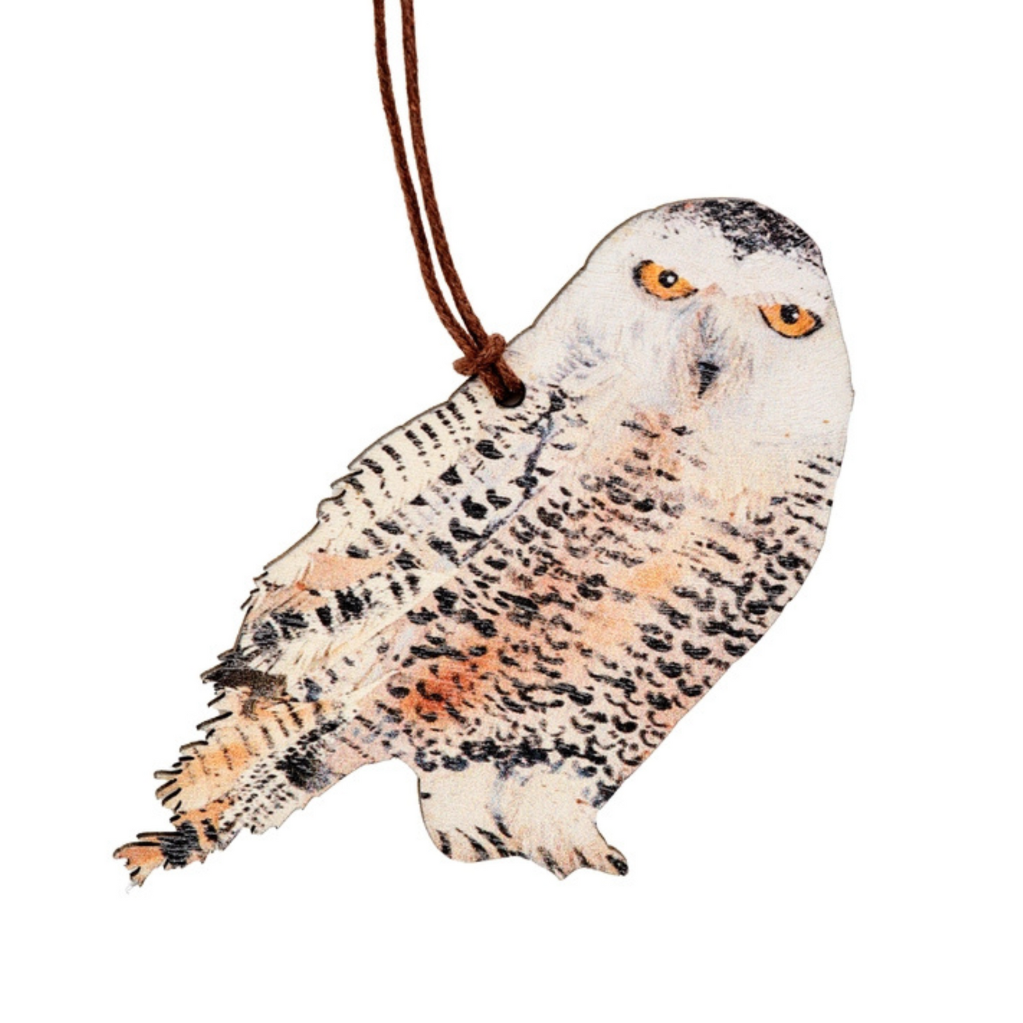 Clare O’Neill Artwork Birch Hanging Decoration - Snowy Owl Right