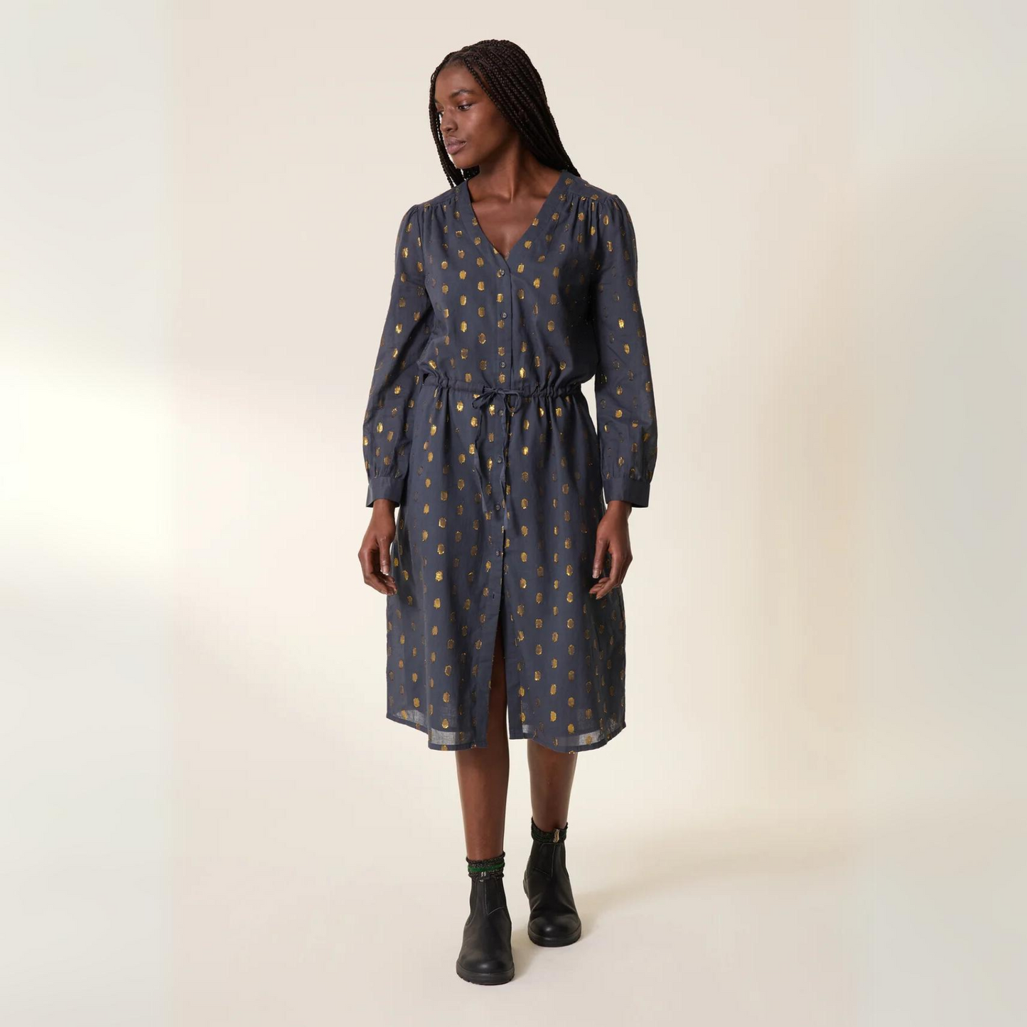 Remedy Dress - Metallic Gold Dots