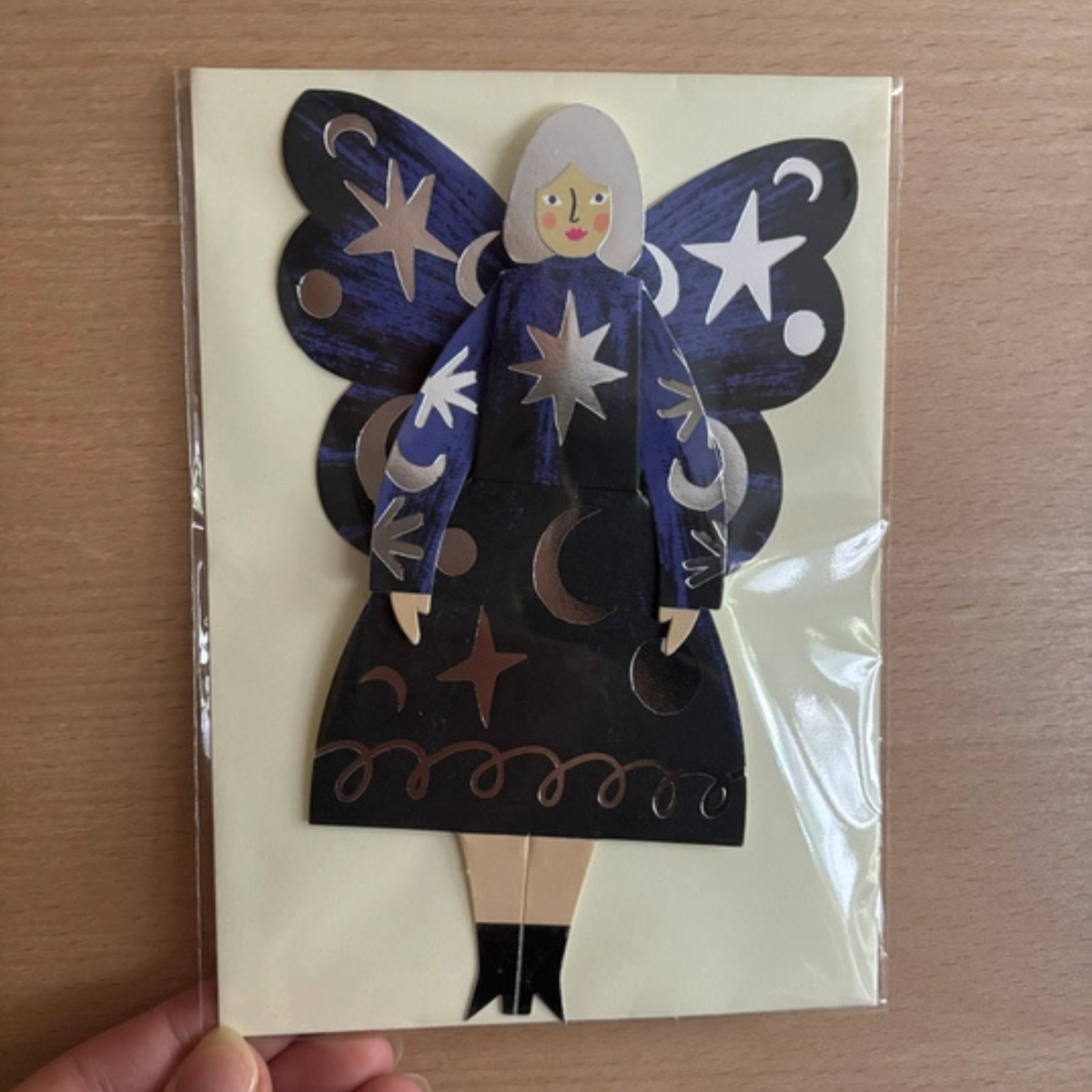 Greetings Card - Cosmic Silver Butterfly Woman