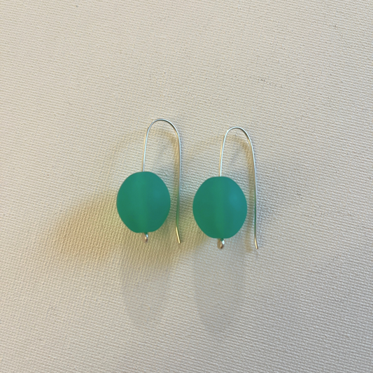 Oval Resin Earrings - Sea Green