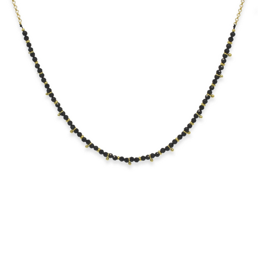 Salus Beaded Necklace - Gold & Black Spinel