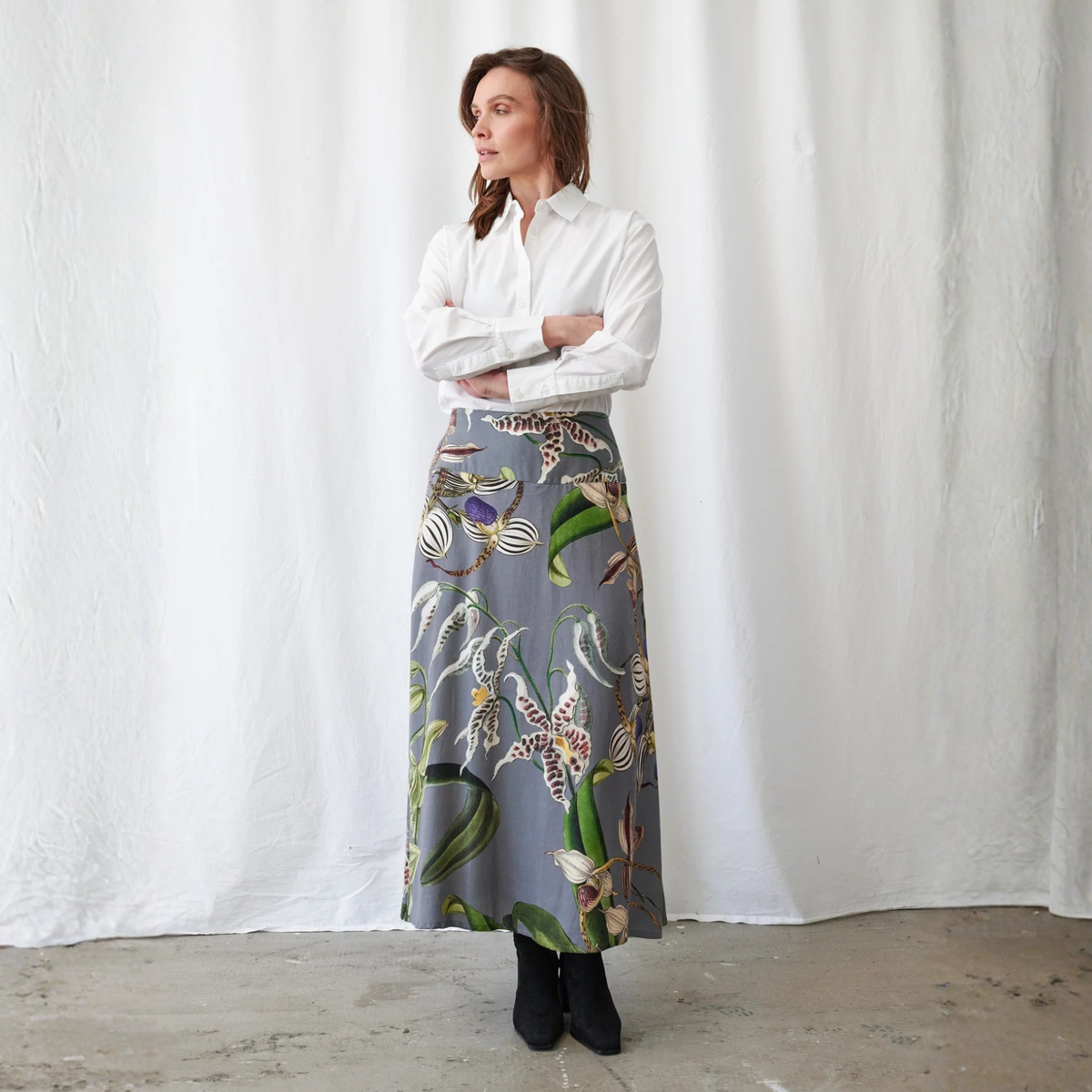 A-line Maxi Skirt - Orchid Grey