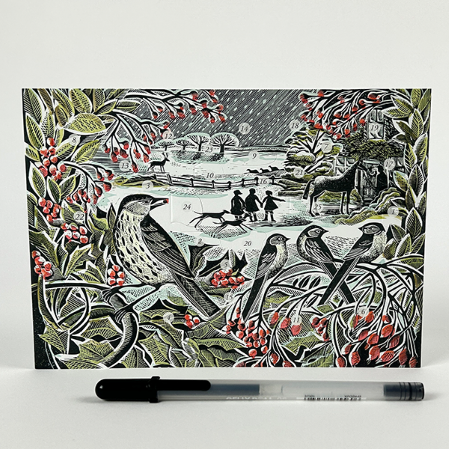 Advent Calendar Greetings Card - Holly Hedge