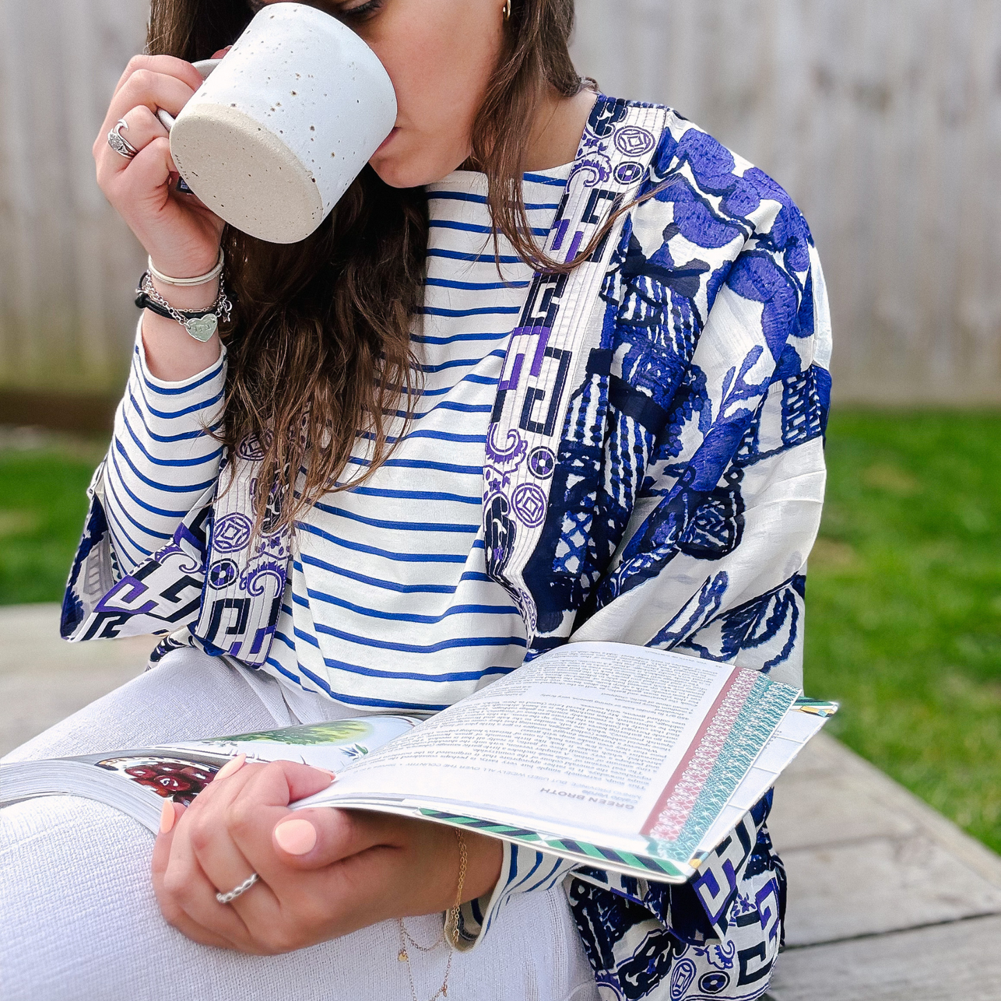 Chalk UK Bryony Top - Cobalt Blue & Cream Stripe