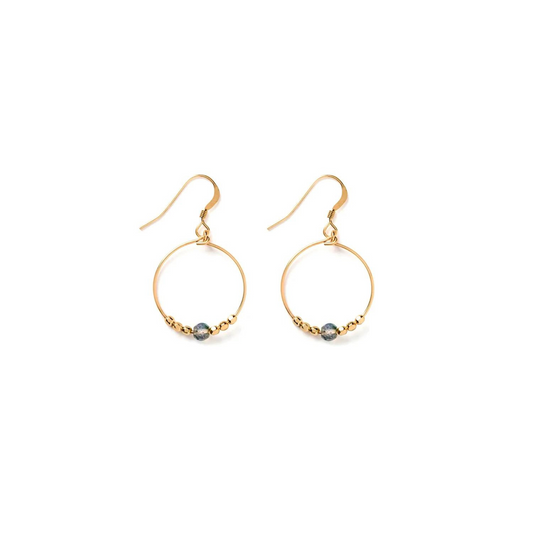 Gold Hoop Earrings - Labradorite