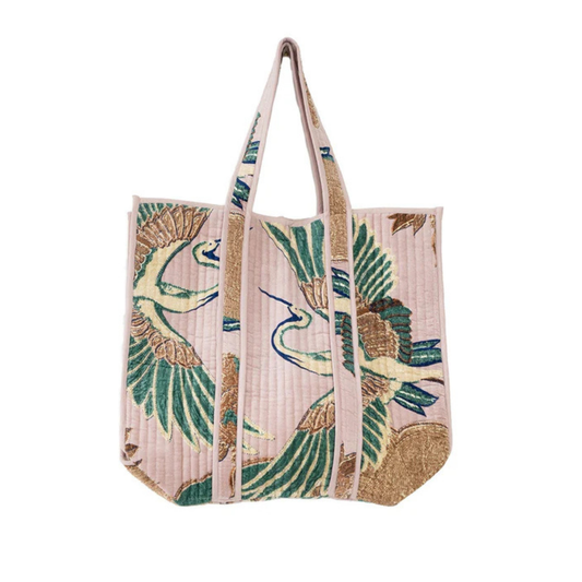 Velvet Tote Bag - Crane Plaster Pink
