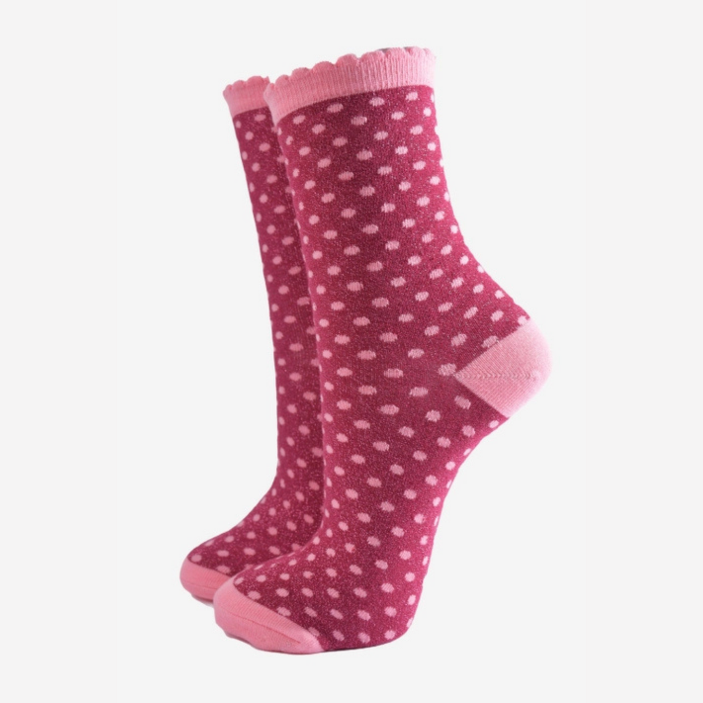 Glitter Socks - Pink and Berry Polka Dots