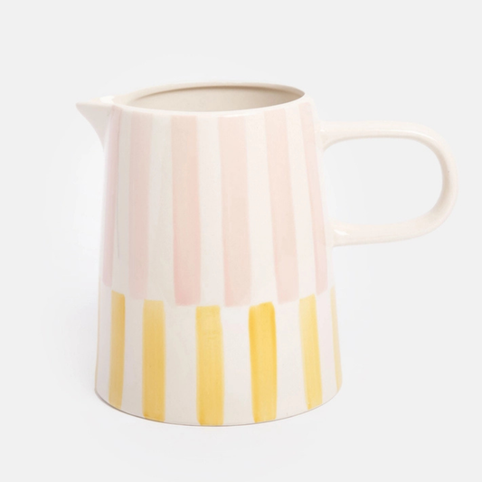 Ceramic Jug - Pink & Mustard Stripes