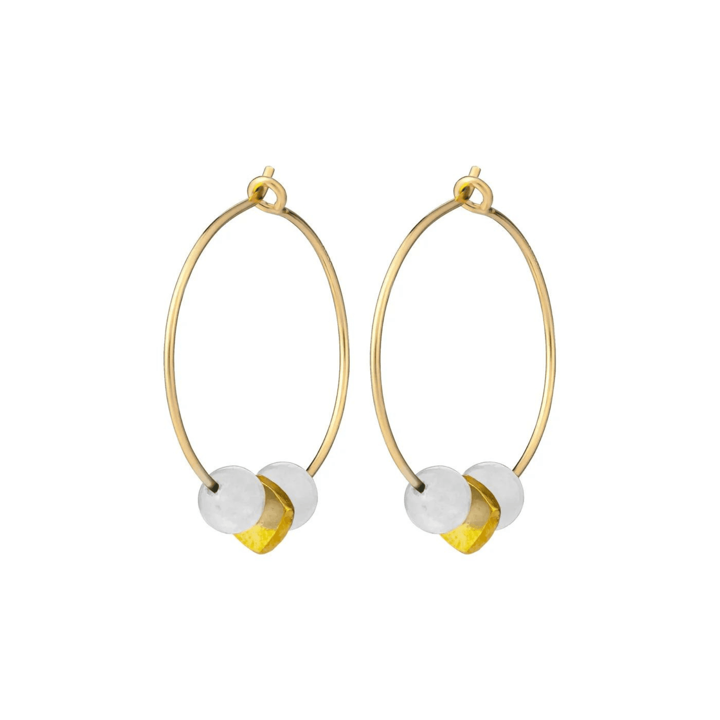 Gold Hoop Earrings - Moonstone