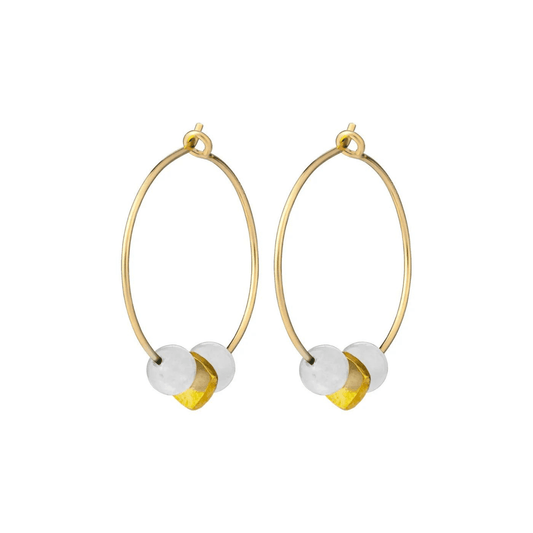 Gold Hoop Earrings - Moonstone