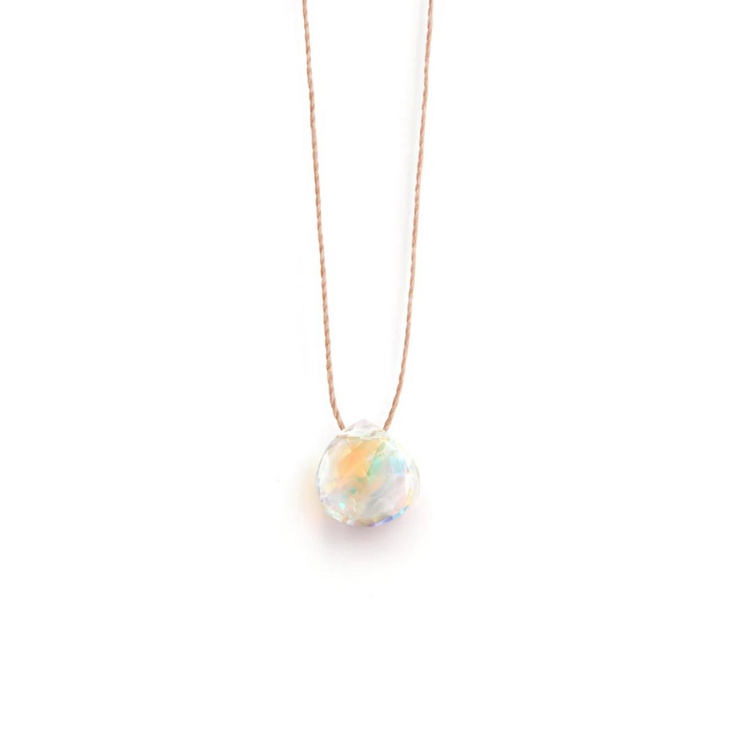 Fine Cord Gemstone Necklace - Rainbow Quartz