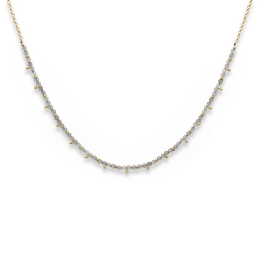 Salus Beaded Necklace - Gold & Labradorite