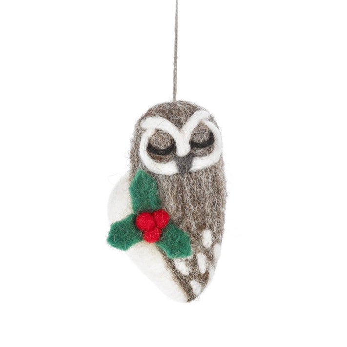 Hanging Felt Decoration - Christmas Carol Owl