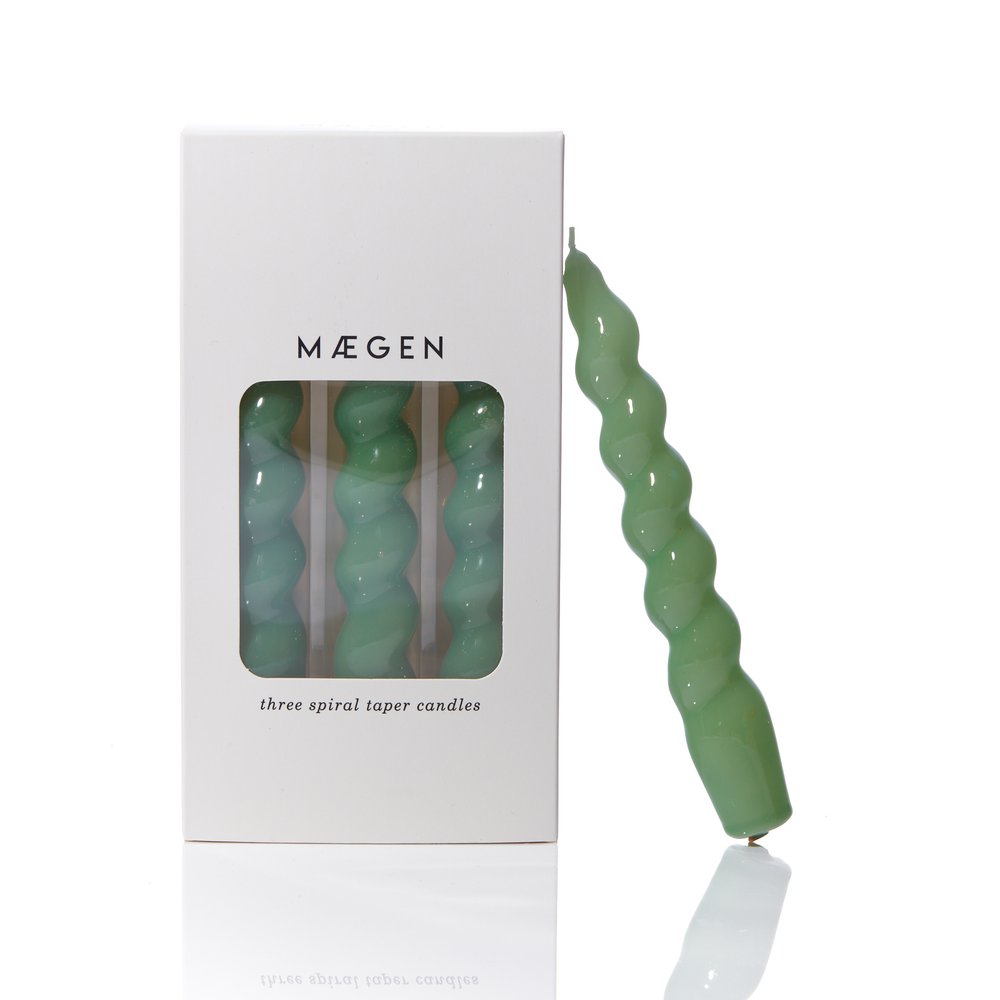 MAEGEN Spiral Taper Candles - Sage Green