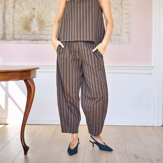 Mallu Barrel Trousers - Espresso Stripes
