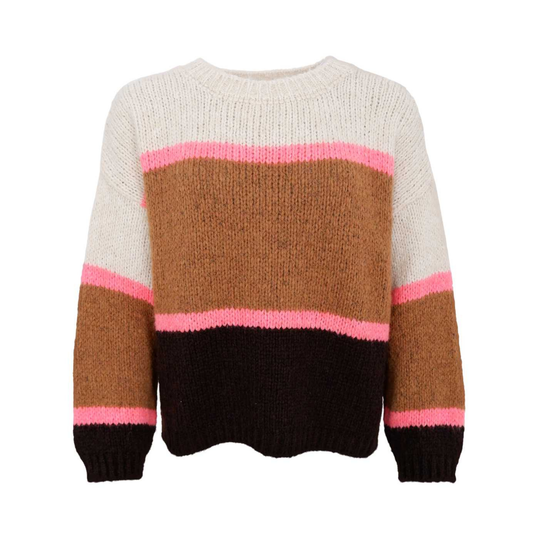 Striped Jumper - Coral and Brown