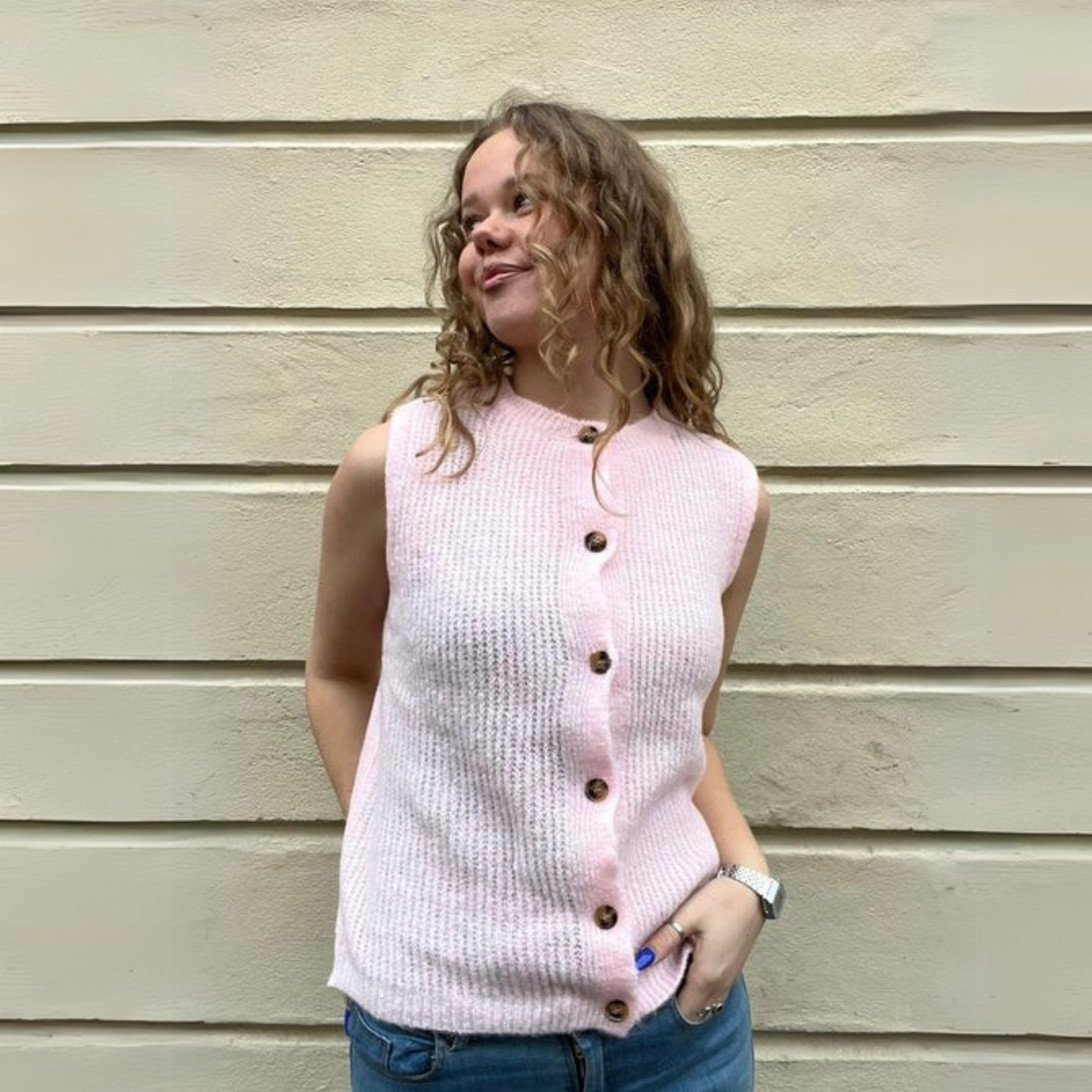 Ida Wool Blend Waistcoat - Light Pink