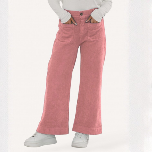 Corduroy Trousers with Pockets - Rose Pink