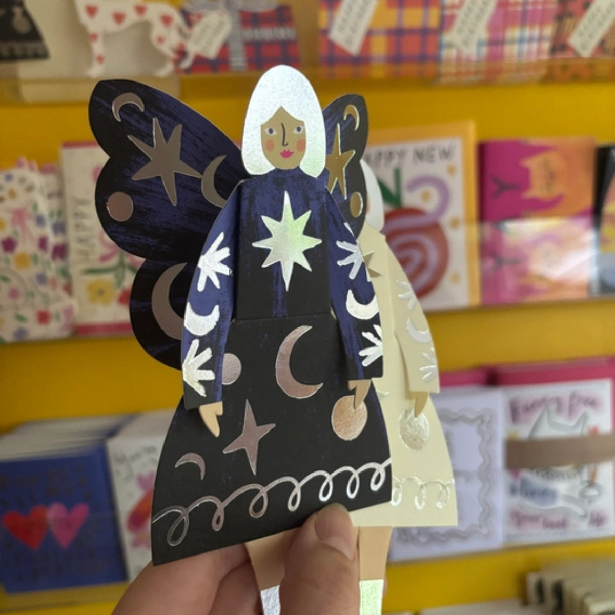 Greetings Card - Cosmic Silver Butterfly Woman