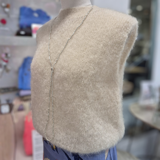 Astrid Mohair Cropped Vest - Wheat