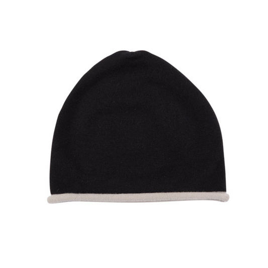 Pixie Knit Hat - Black and Putty