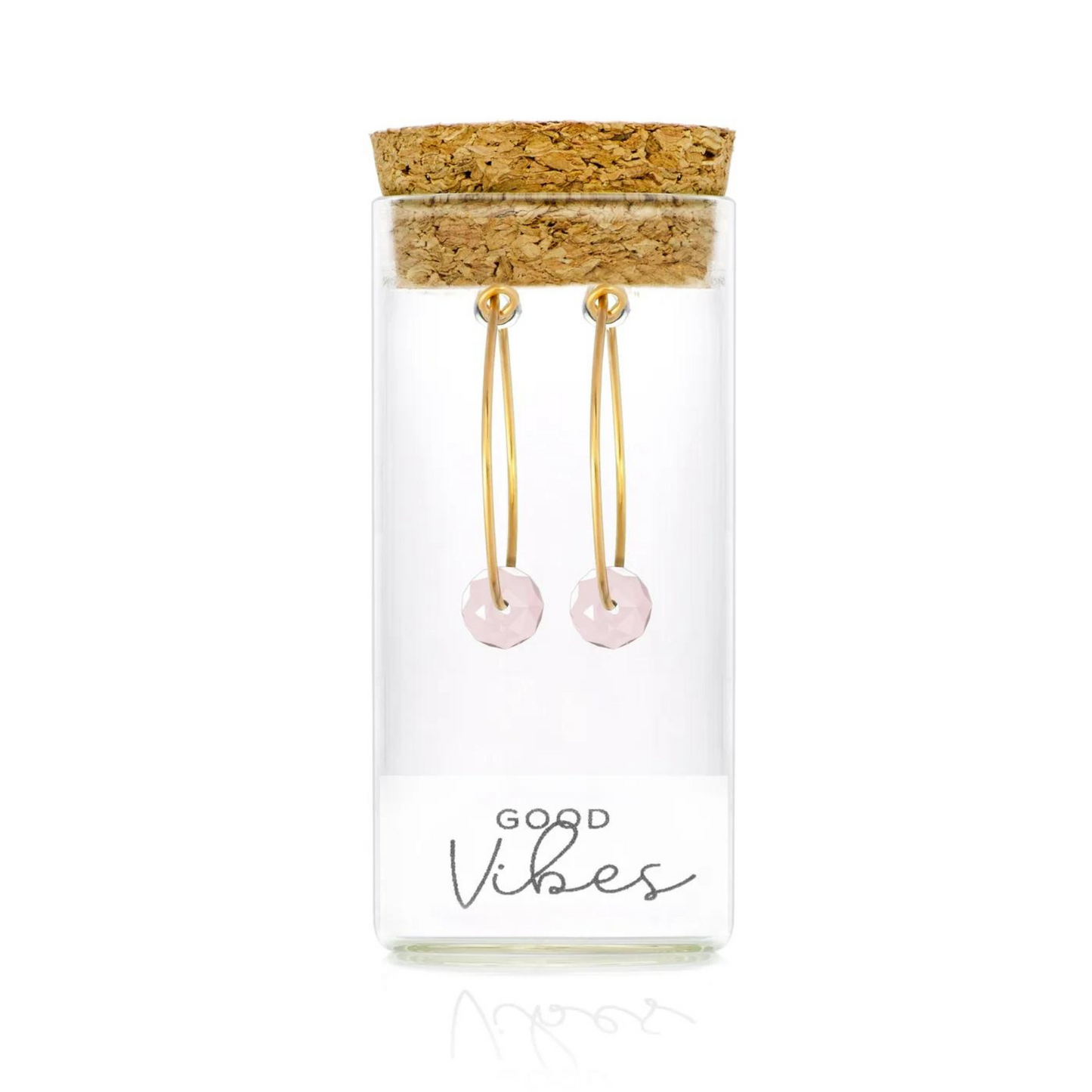 One & Eight Gold Hoop Earrings - Rose Quartz