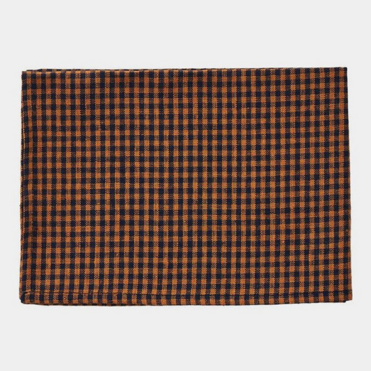 Minnie Kitchen Cloth - Orange and Navy Check