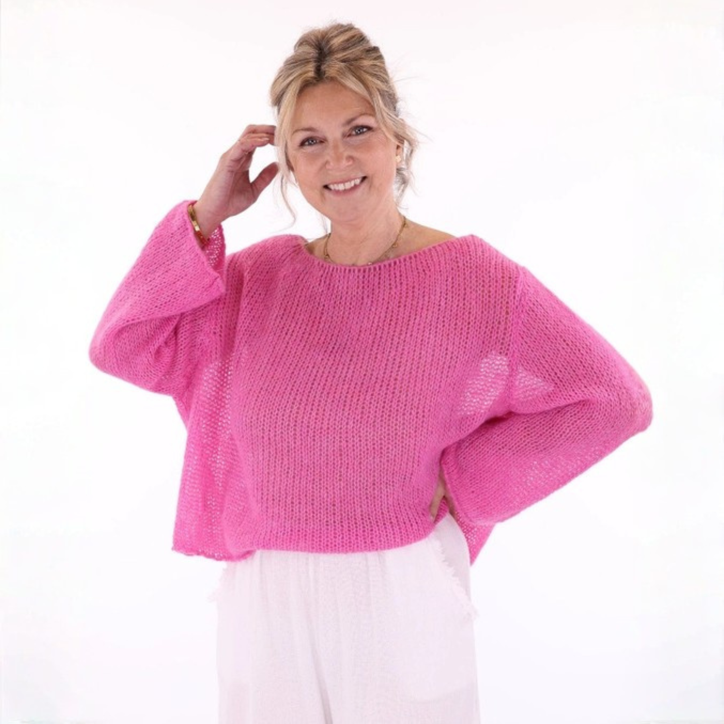 Alpaca Blend Fine Knit Jumper - Fuchsia Pink