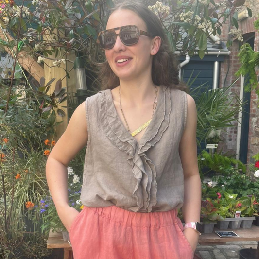 Linen Sleeveless Blouse - Mole
