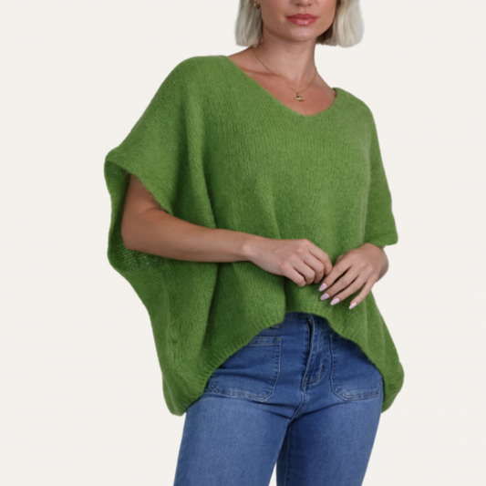 Drop Shoulder Mohair Blend Tank Top - Apple