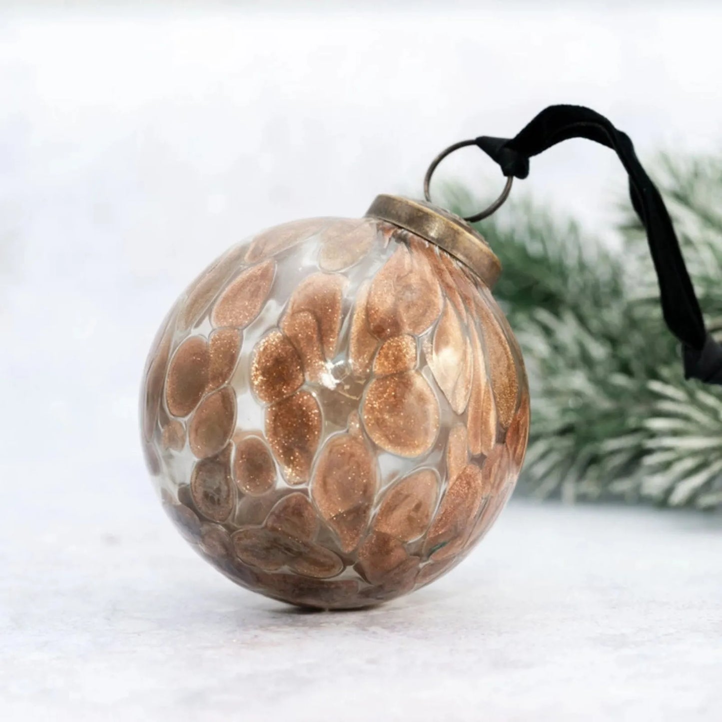 Glass Bauble - Bronze Mosaic