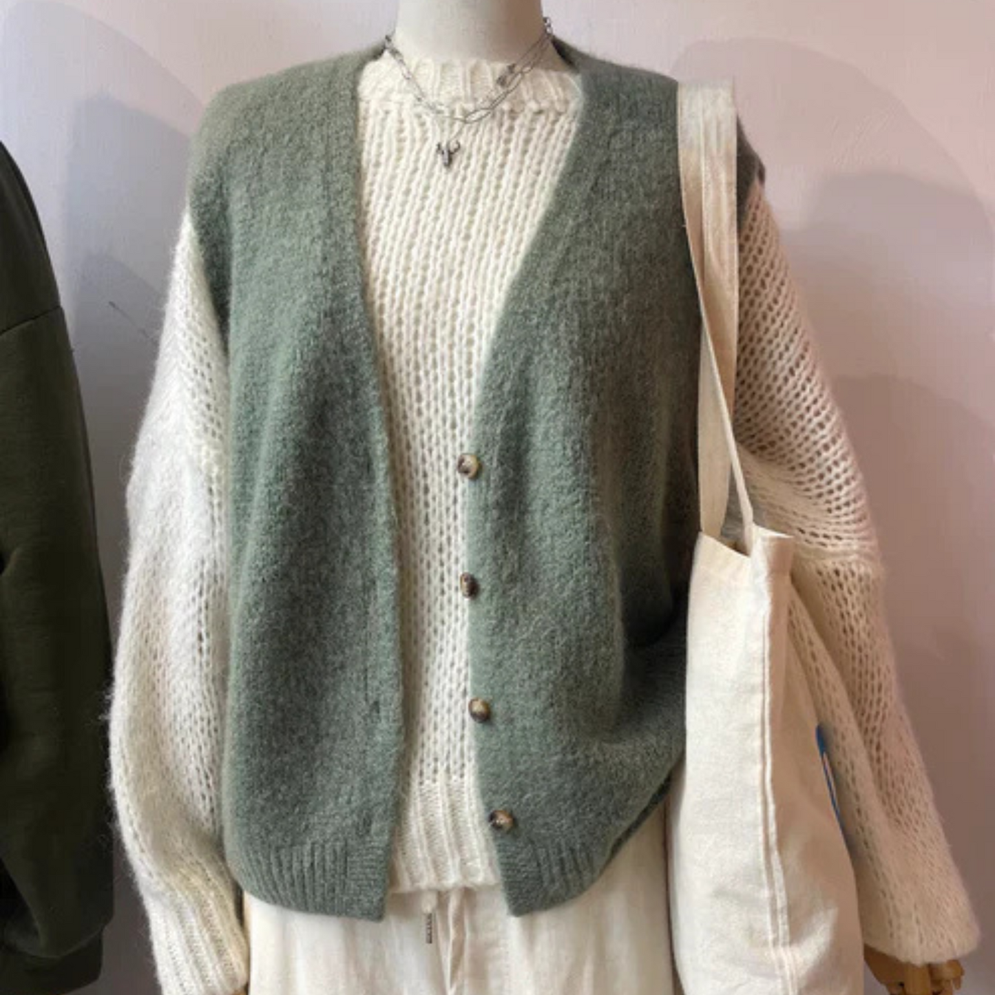 Erika Kid Mohair Vest - Leaf Green