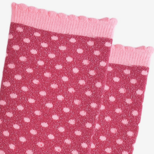 Glitter Socks - Pink and Berry Polka Dots