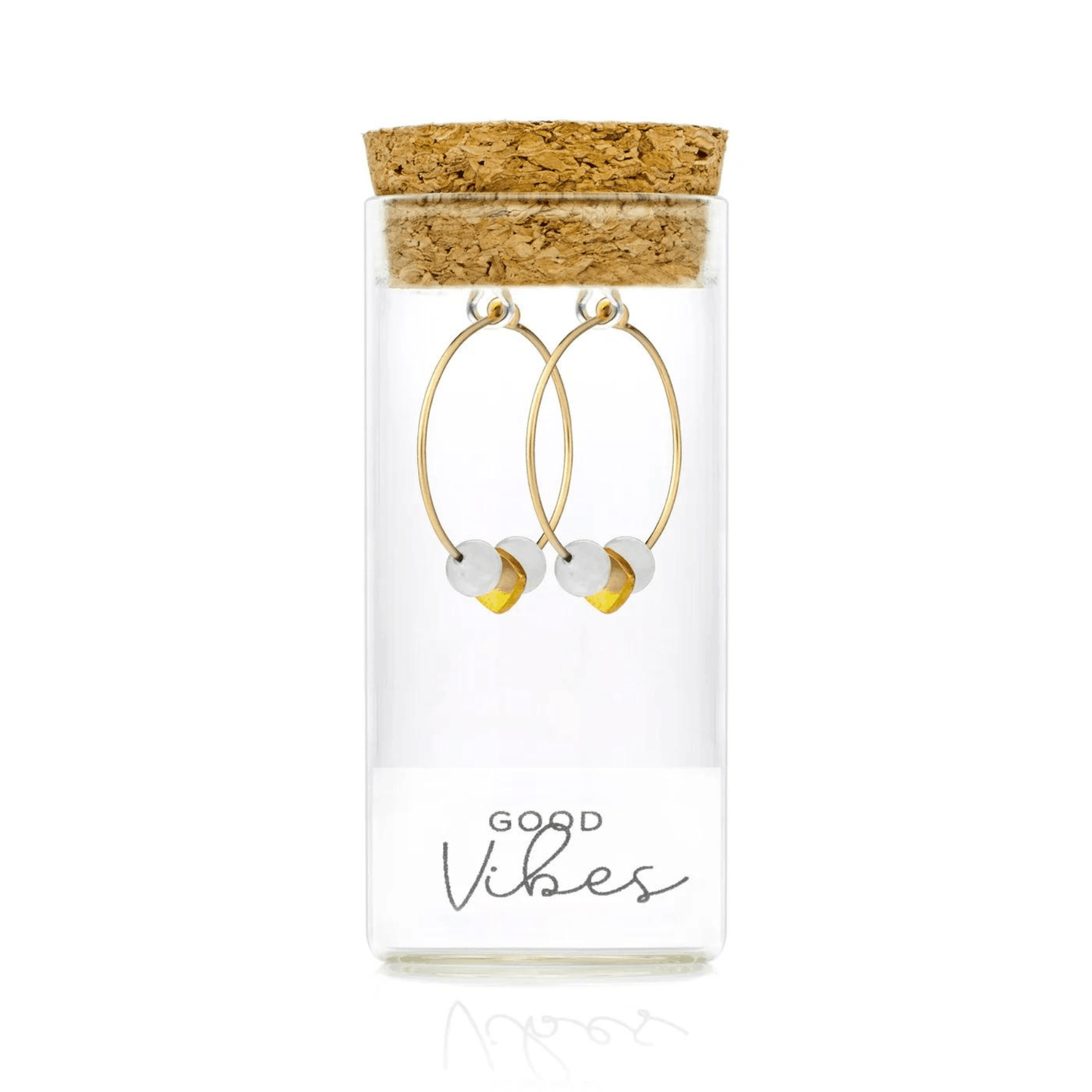 Gold Hoop Earrings - Moonstone