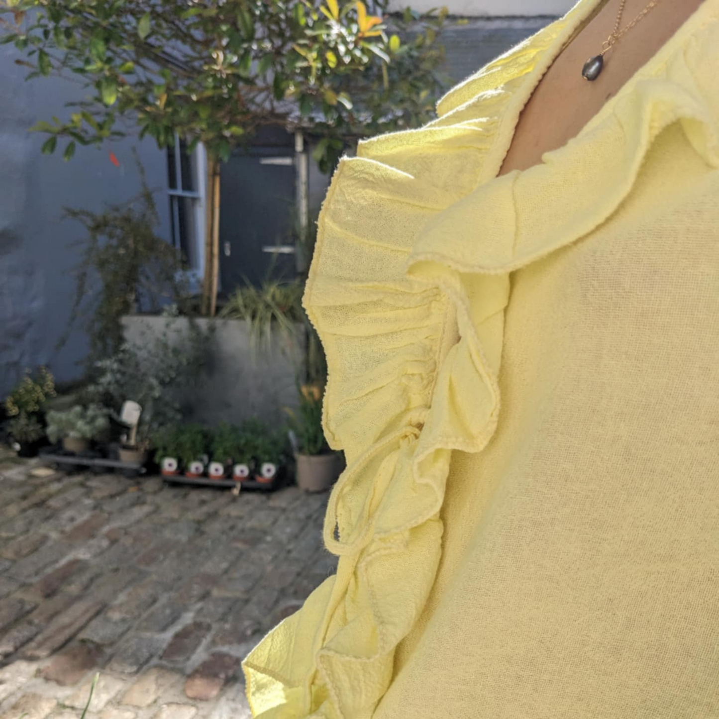 Karrie Frill Tie Front Top - Butter Yellow