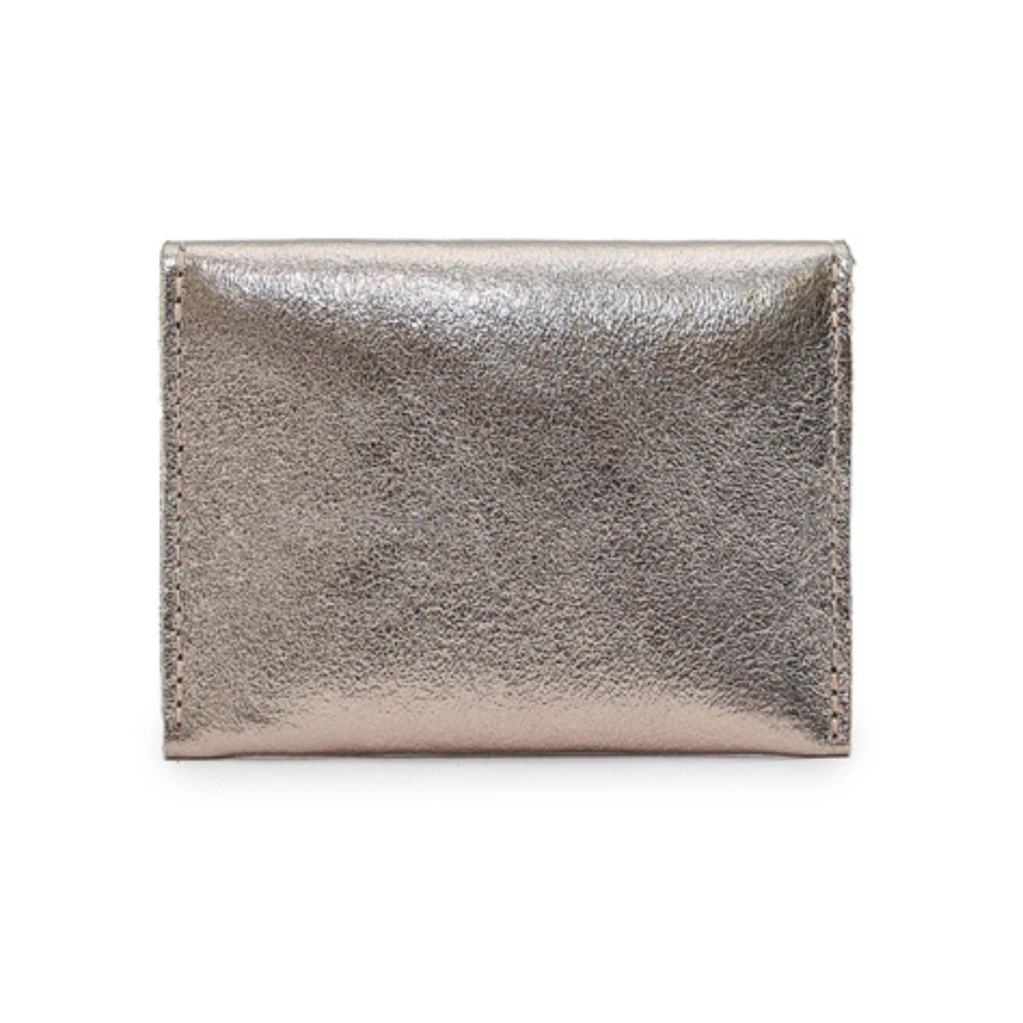 Metallic Leather Studded Wallet - Pewter