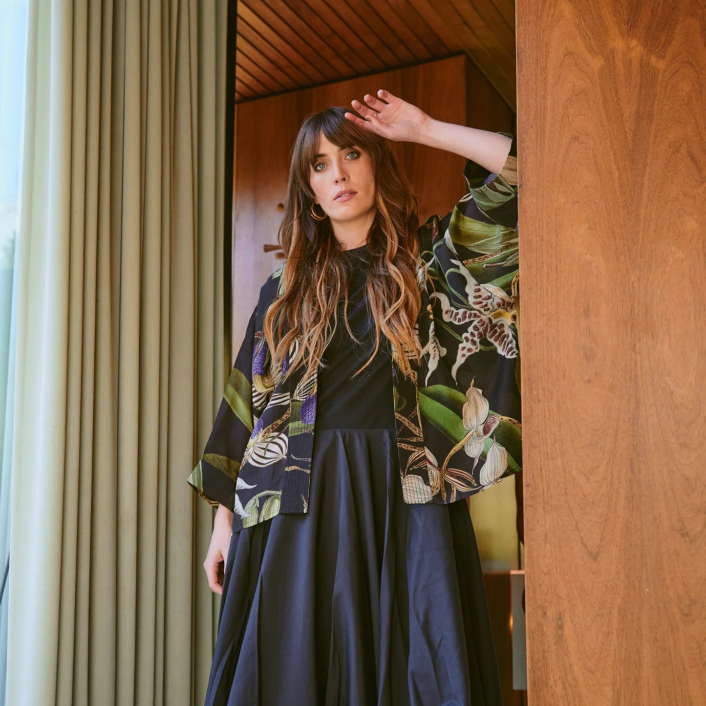 Crepe Kimono - Orchid Black