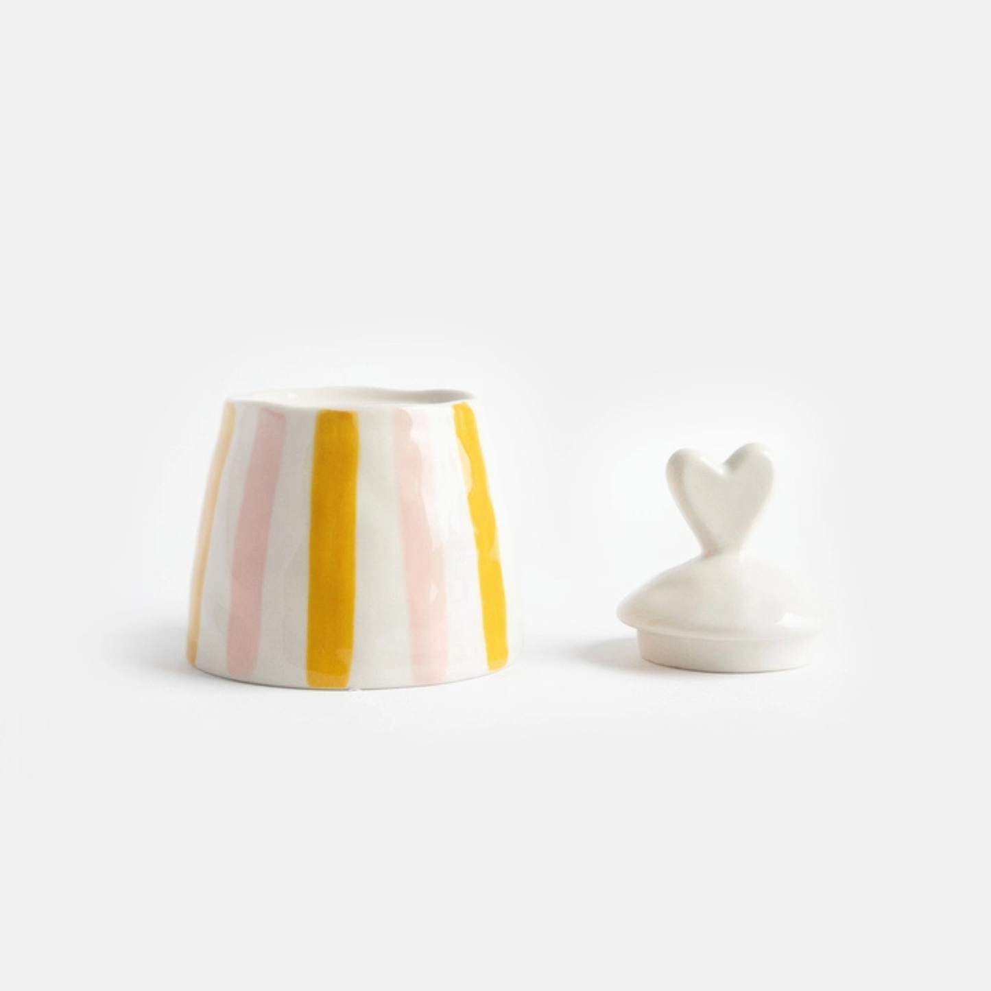 Storage Jar - Pink & Mustard Stripe with Heart