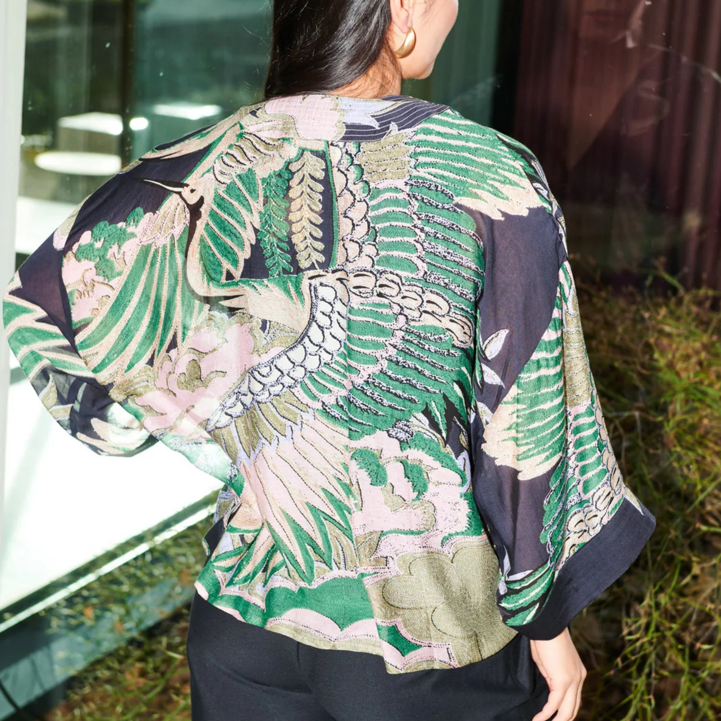 Kimono - Crane Emerald