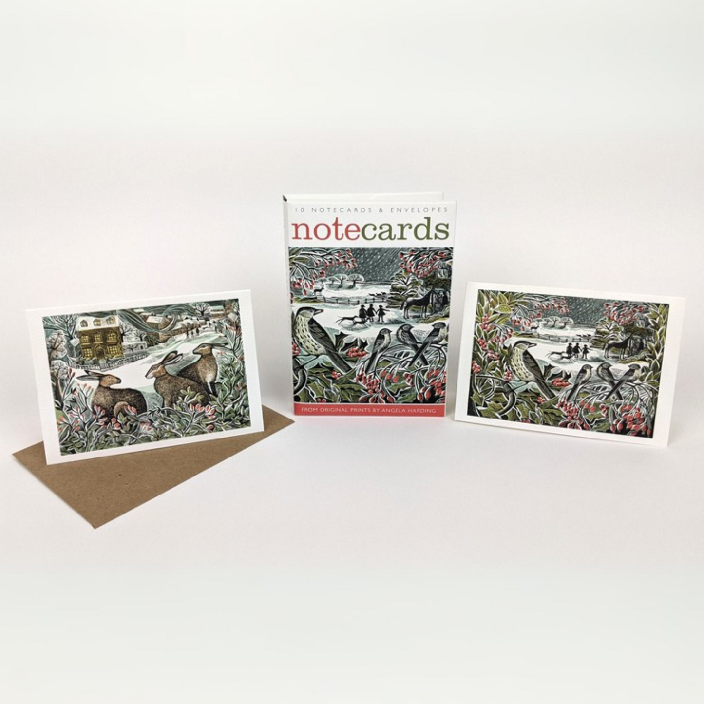 Set of 10 Notecards & Envelopes - Holly Hedge/We Three Hares