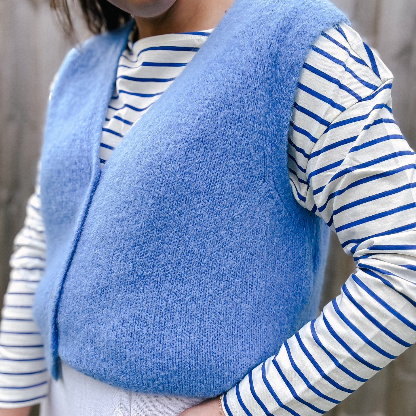 Chalk UK Bryony Top - Cobalt Blue & Cream Stripe
