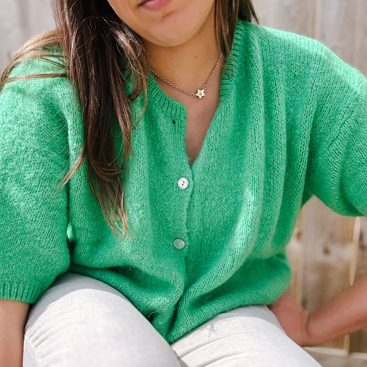 Bellerina Paris Cropped Sleeve Cardigan - Emerald Green